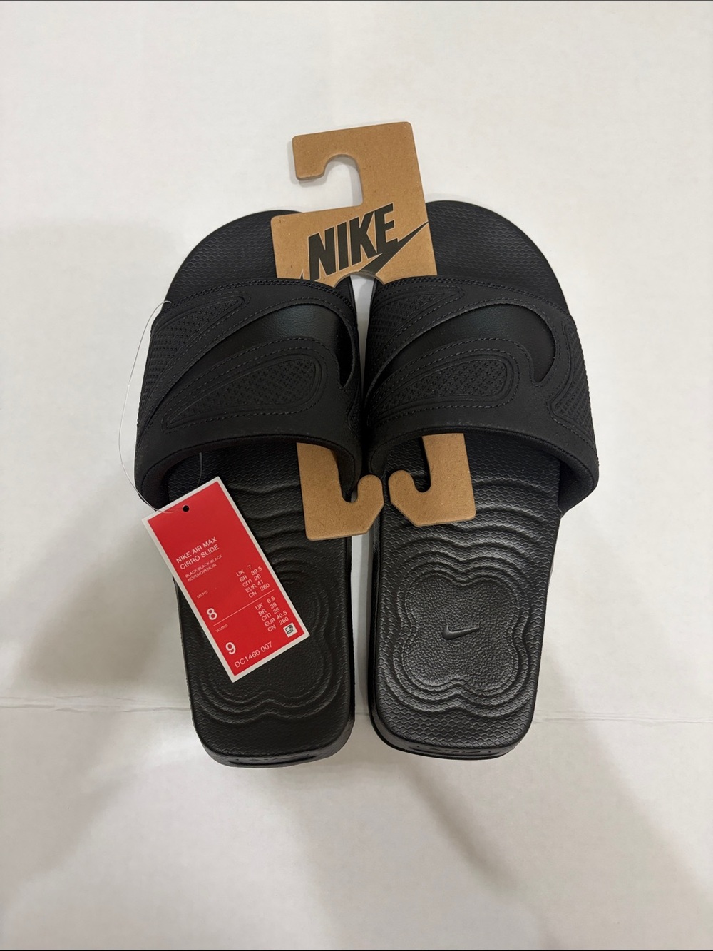 Nike Air Max slides in black, size US 8